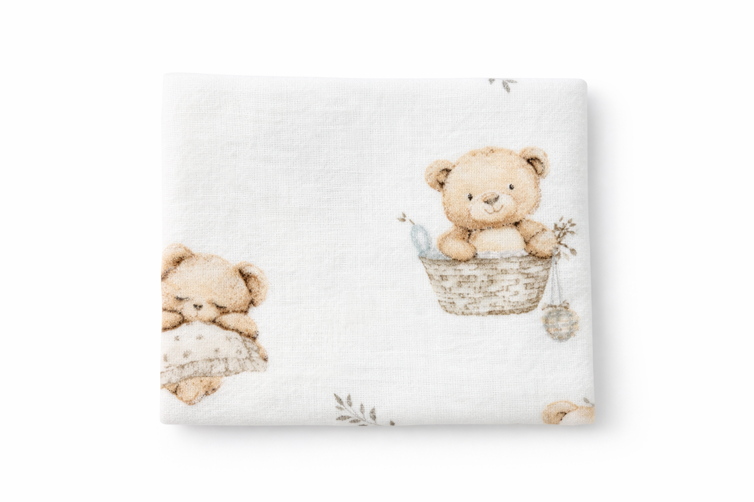 Pielucha flanelowa/misie w koszyczkach