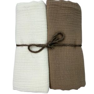 Pielucha muślinowa-kresz 2-pack/ecri+brąz