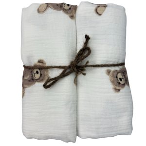 Pielucha muślinowa-kresz 2-pack/miś+miś